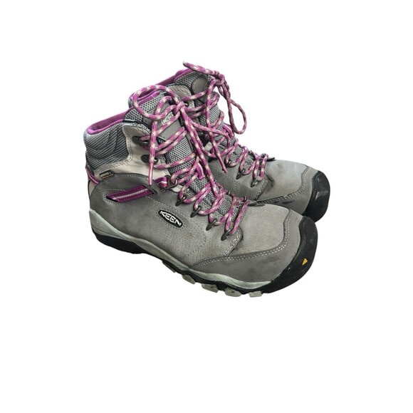 Keen Women’s Purple Gray Utility Aluminum Toe Waterproof Work Boots Shoes Sz 8.5 - Picture 1 of 10